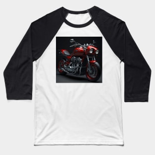 Chrome and Red Motorcycle - Sleek and Stylish Baseball T-Shirt